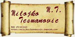 Milojko Tešmanović vizit kartica